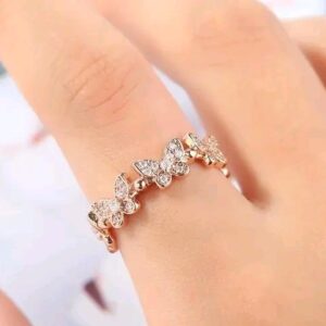 Butterfly Ring Open Diamond Geometric C Shape Ring For Girls And Women